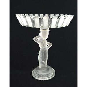 Fostoria Compote Large  Frosted Glass Rebecca At The Well